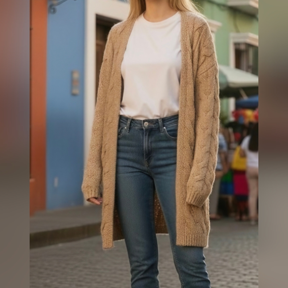 Soft Joie Tan Cable Knit Cardigan